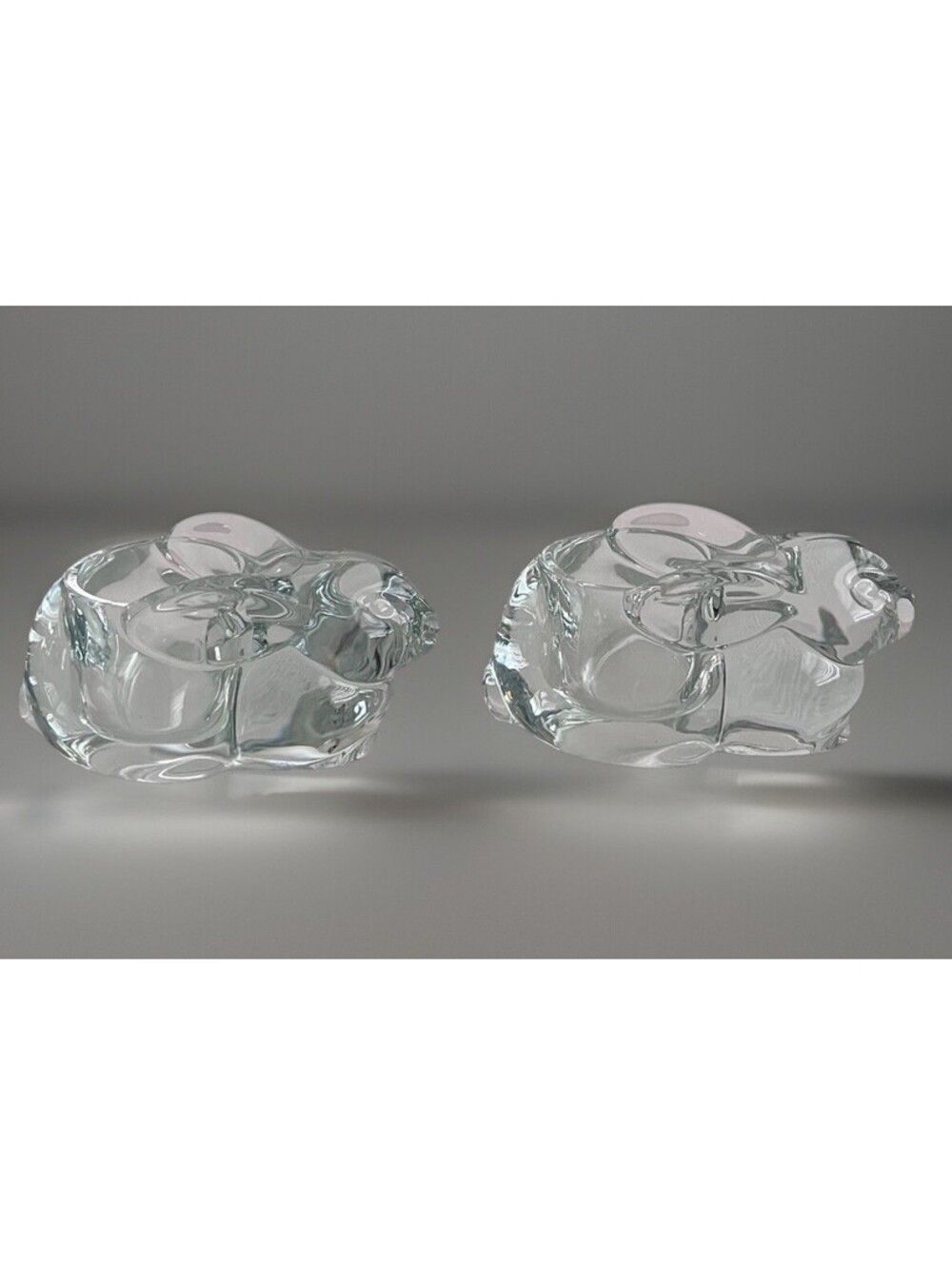 2 Vintage 80s Bunny Crystal Votive Tea Light Candle Holders 2.5 Lbs Coquette